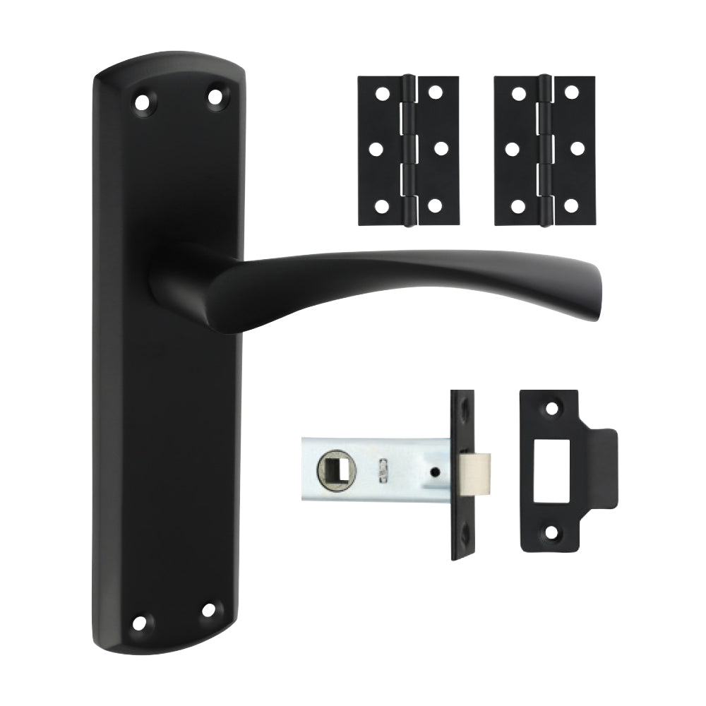 This is an image of Timco - Zeta Latch Door Pack - Matt Black Mixed (1 Each Box) 200397