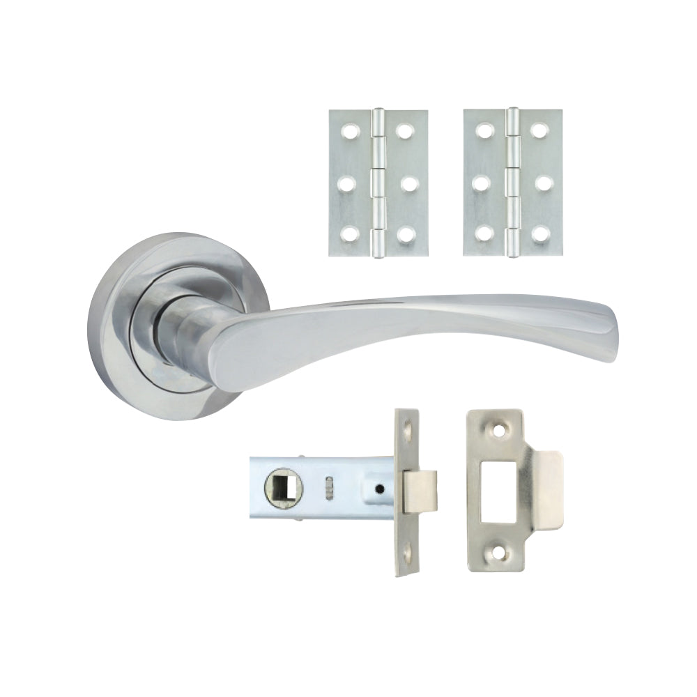 This is an image of Timco - Edleston Lever On Rose Door Pack - Polished Chrome Mixed (1 Each Box) 200403
