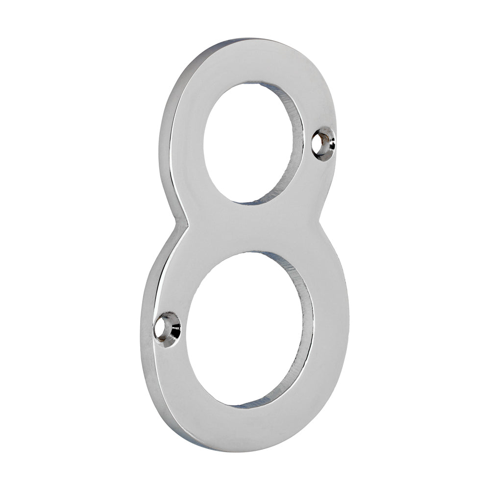This is an image of Timco - Door Numeral 8 - Polished Chrome 75mm (1 Each TIMpac) 200409P