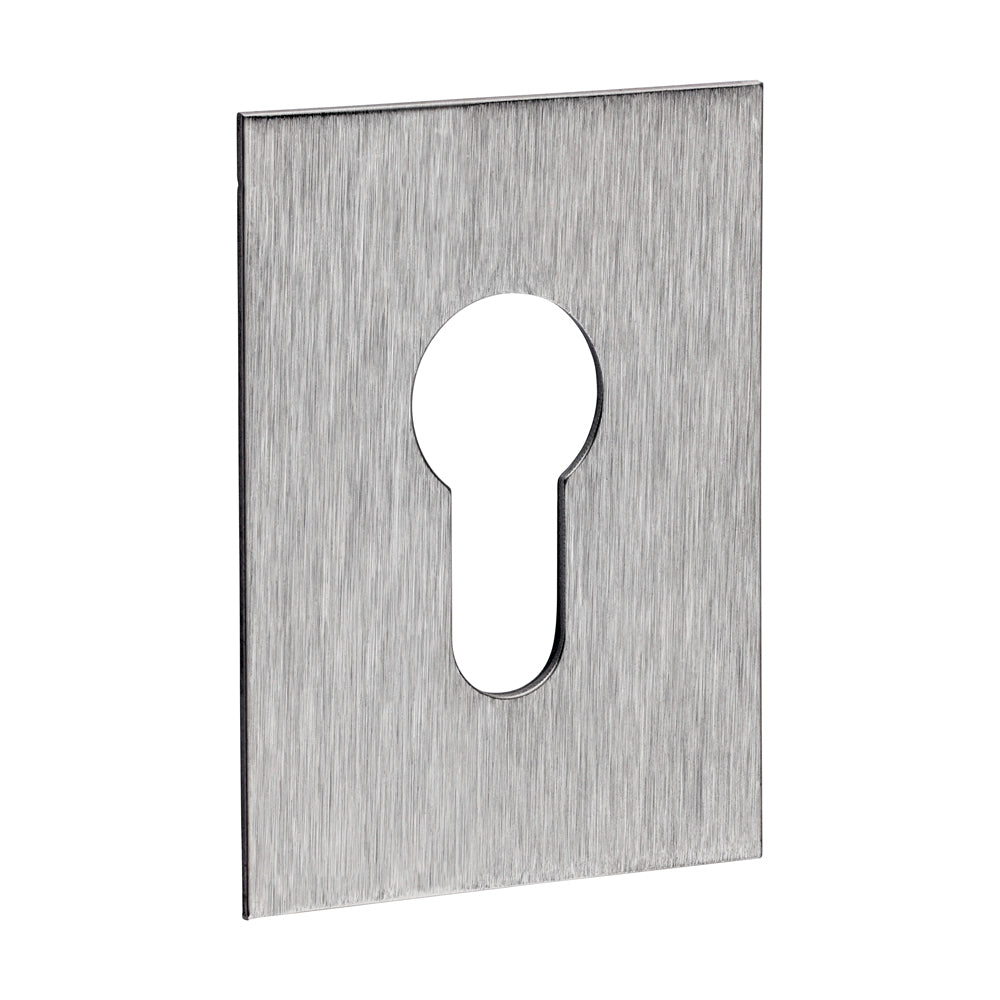 This is an image of Timco - Euro Profile Self-Adhesive Escutcheon - Oblong - Satin Stainless Steel 65 x 47 (1 Each TIMpac) 200439P