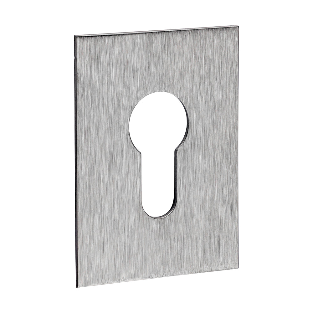 This is an image of Timco - Euro Profile Self-Adhesive Escutcheon - Oblong - Satin Stainless Steel 65 x 47 (1 Each Bag) 200439