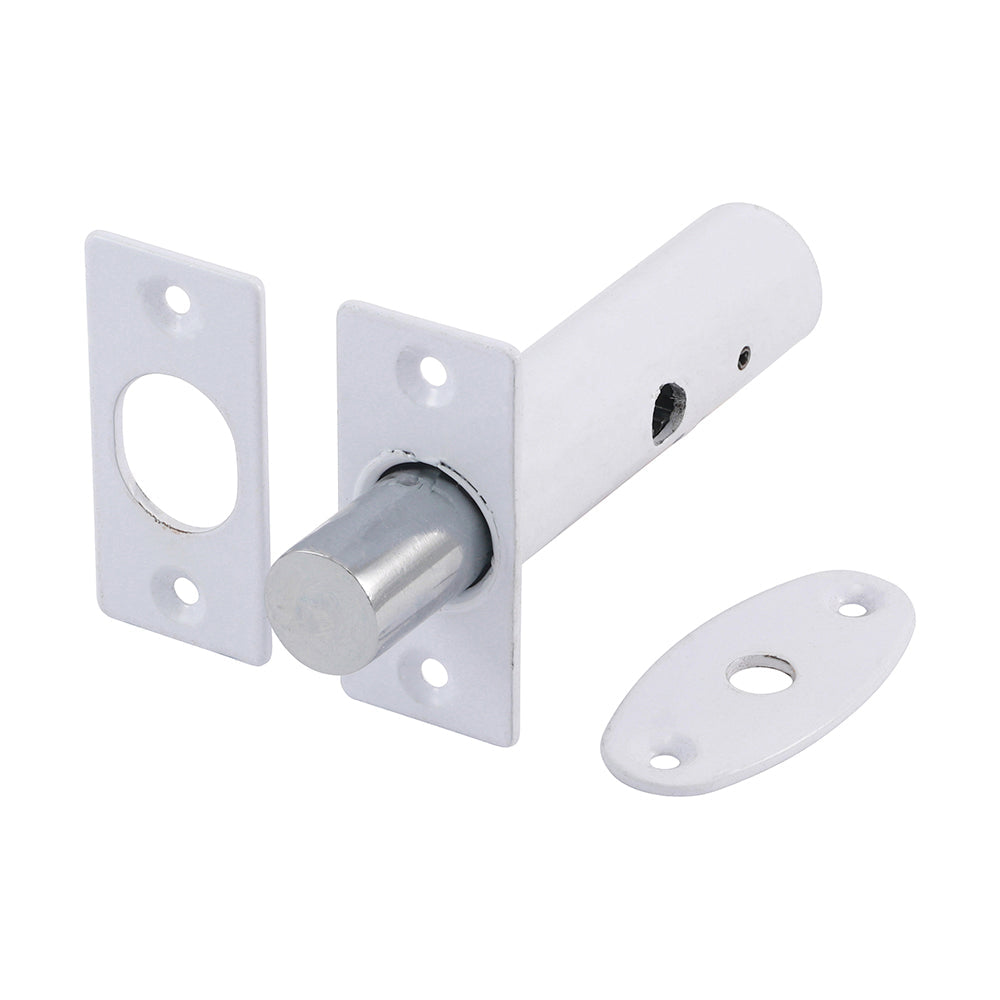 This is an image of Timco - Door Rack Bolts - White 60mm (2 Pieces Bag) 200456