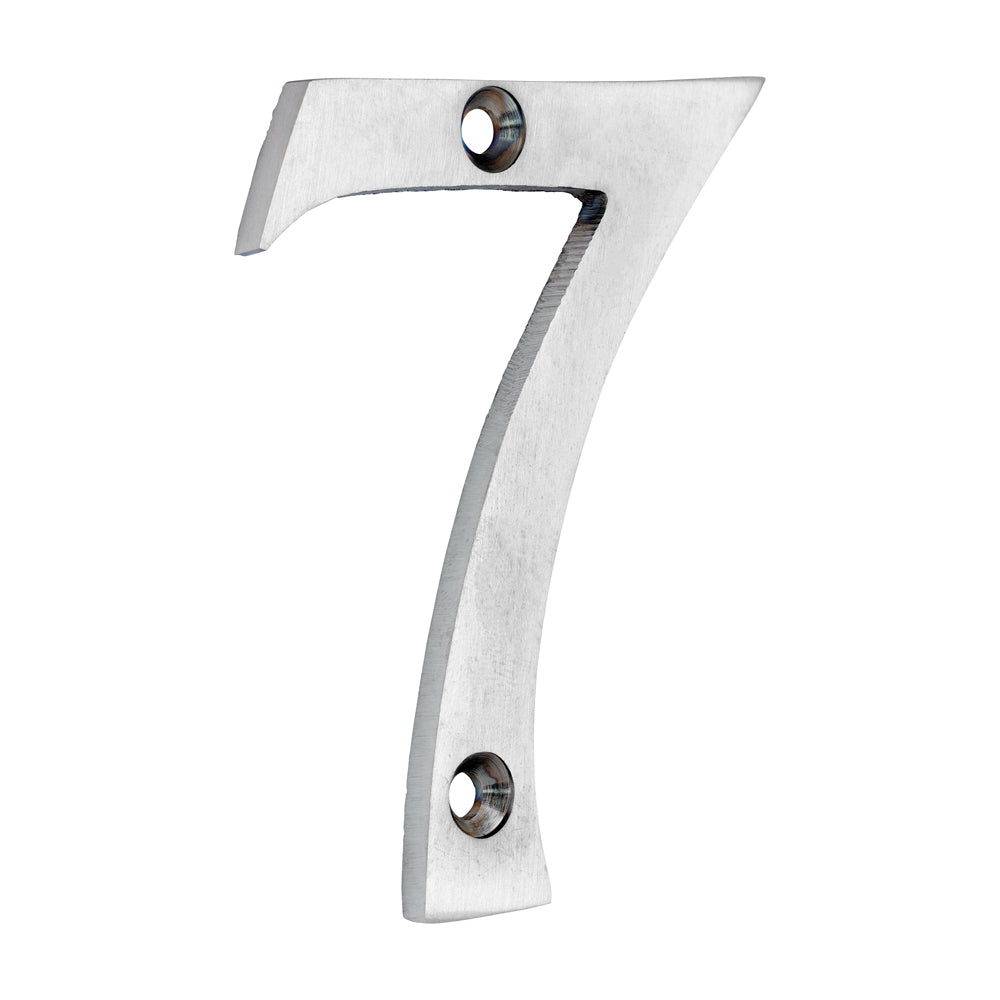 This is an image of Timco - Door Numeral 7 - Satin Chrome 75mm (1 Each Bag) 200486