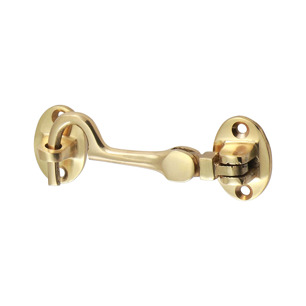 This is an image of Timco - Cabin Hook - Polished Brass 75mm (1 Each Bag) 200495