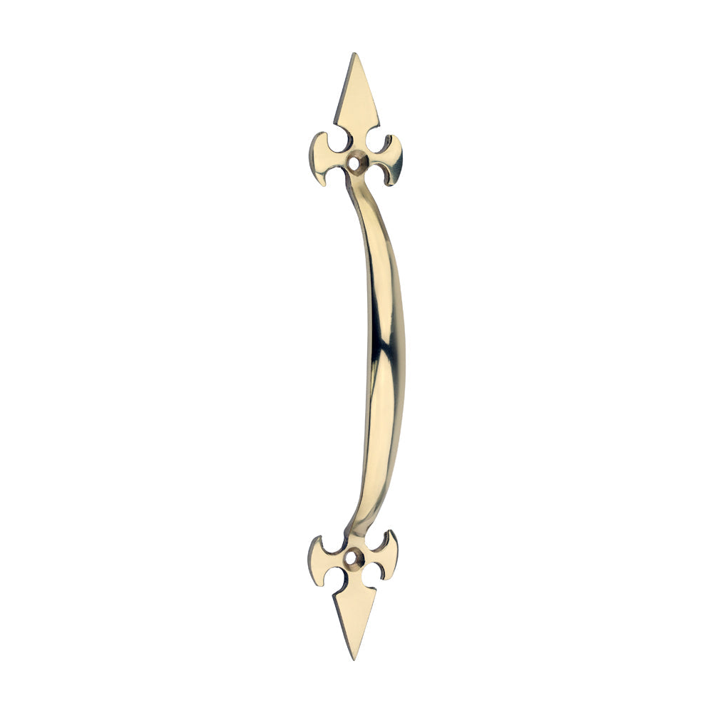 This is an image of Timco - Fleur De Lys Pull Handle - Polished Brass 178mm (1 Each Bag) 200563