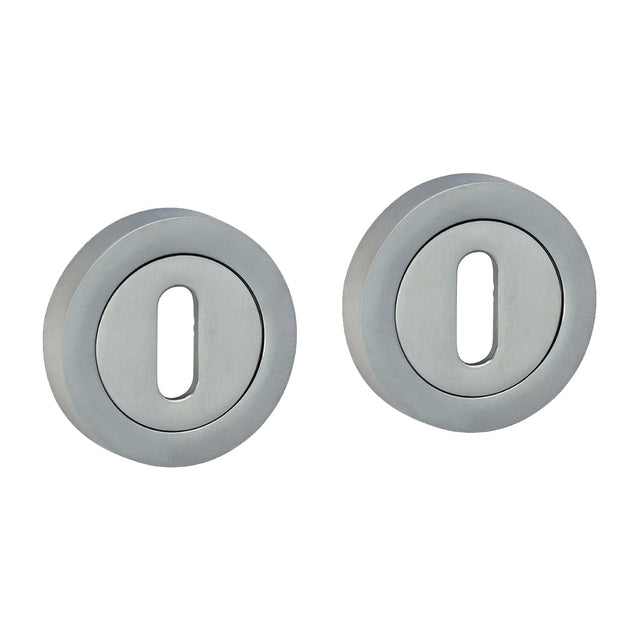 This is an image of Timco - Standard Profile Escutcheon - Satin Chrome 51mm (1 Pairs Blister Pack) 200573