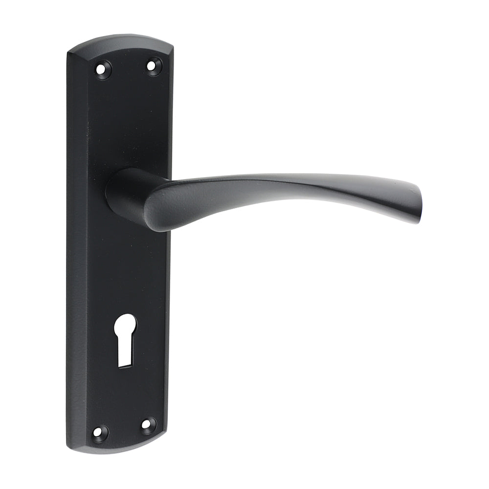 This is an image of Timco - Zeta Lock Handles - Matt Black 175 x 45 (1 Pairs Blister Pack) 200771
