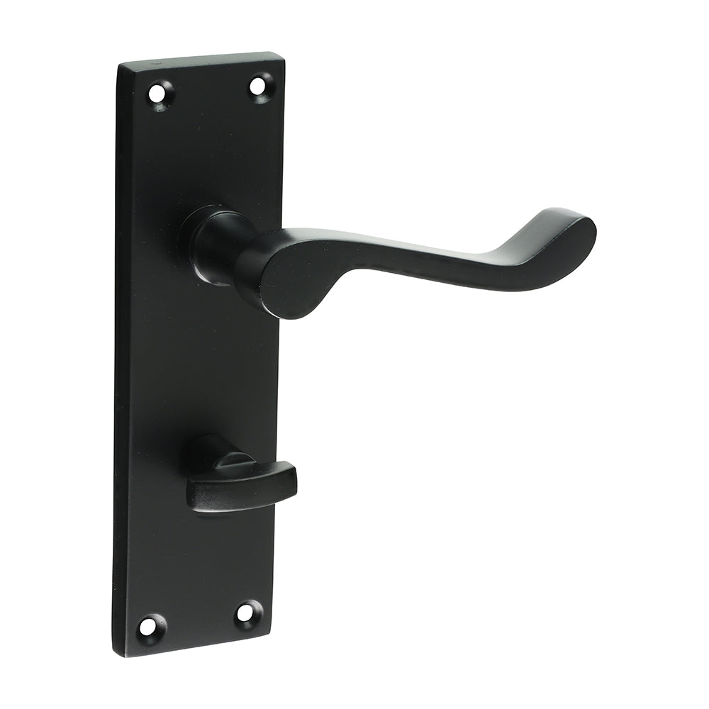 This is an image of Timco - Victorian Scroll Bathroom Handles - Matt Black 152 x 42 (1 Pairs Blister Pack) 200788