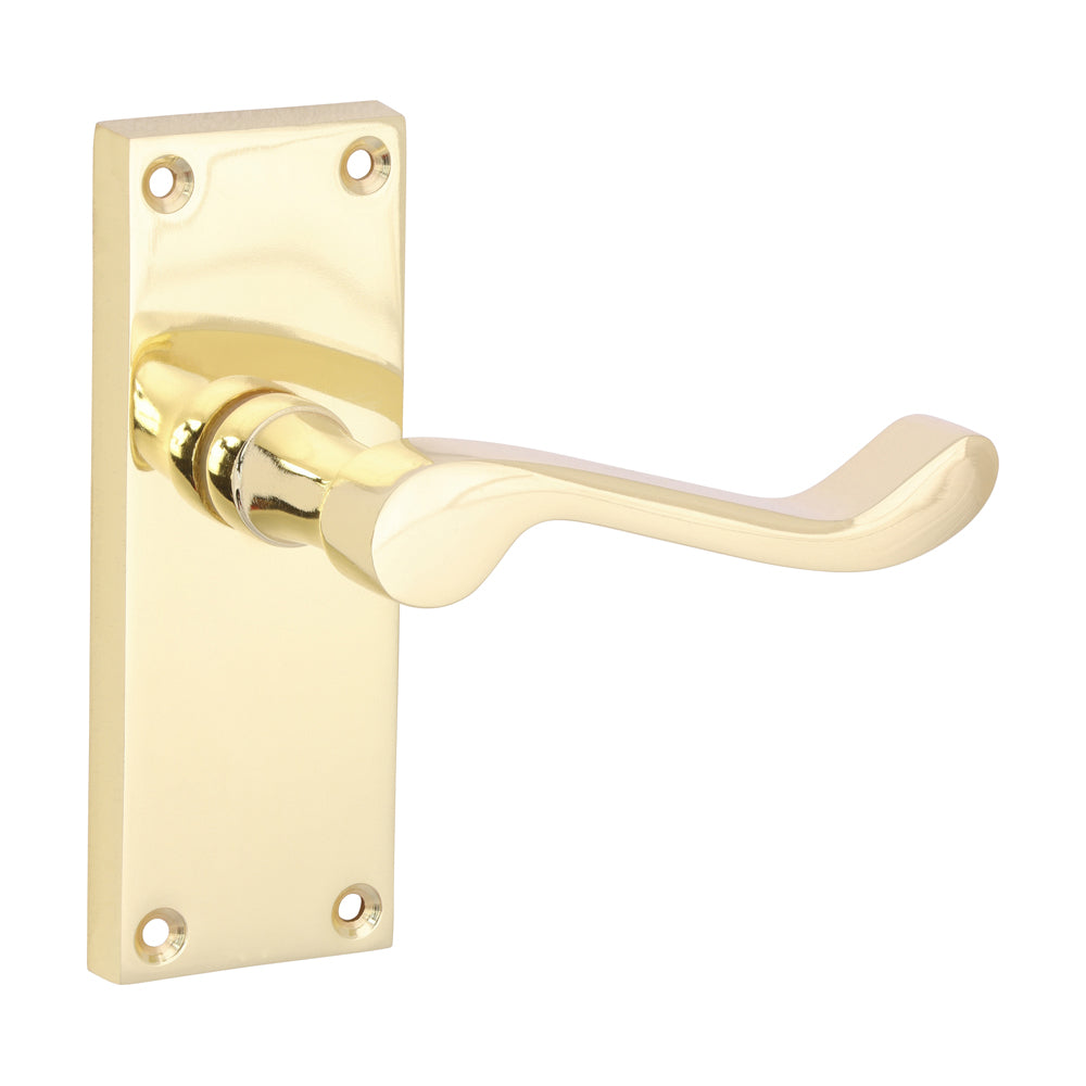 This is an image of Timco - Victorian Scroll Latch Handles - Polished Brass 114 x 42 (1 Pairs Blister Pack) 200835