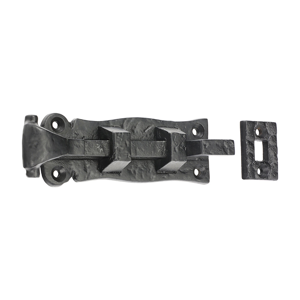 This is an image of Timco - Scroll Necked Bolt - Antique Black 4" (1 Each Bag) 200843