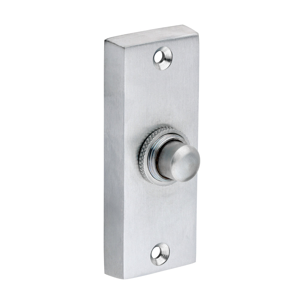 This is an image of Timco - Traditional Door Bell Push - Satin Chrome 80 x 31 (1 Each TIMpac) 200891P