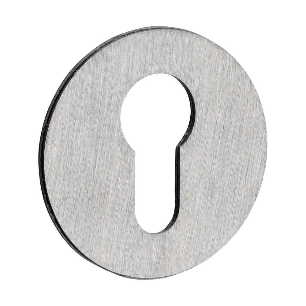 This is an image of Timco - Euro Profile Self-Adhesive Escutcheon - Round - Satin Stainless Steel 52mm (1 Each TIMpac) 200940P