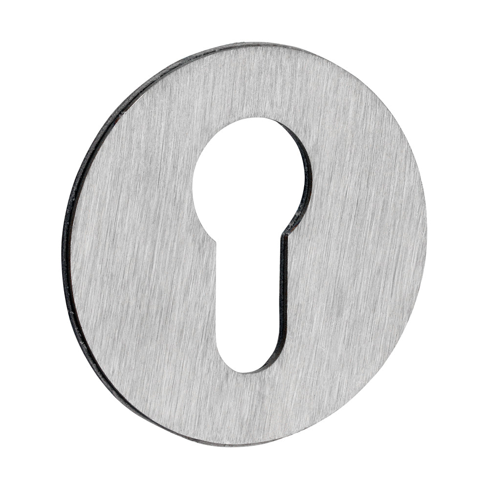 This is an image of Timco - Euro Profile Self-Adhesive Escutcheon - Round - Satin Stainless Steel 52mm (1 Each Bag) 200940