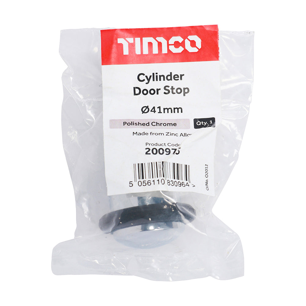 This is an image of Timco - Cylinder Door Stop - Polished Chrome 41mm (1 Each Bag) 200975
