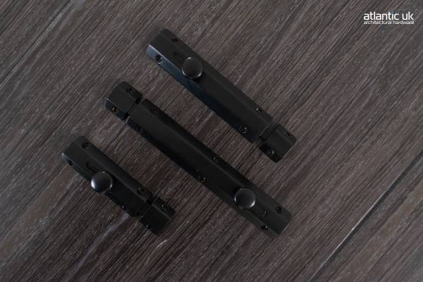 Quality image of Atlantic Solid Brass Surface Door Bolt 4" - Matt Black | Sku. asb4mb | available from Trade Door Handles.