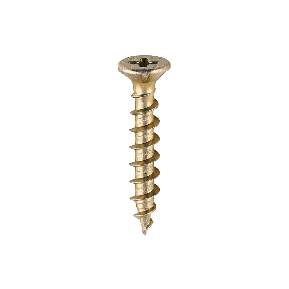 This is an image of Timco - Window Fabrication Screws - Countersunk with Ribs - PH - Single Thread - Gimlet Point - Yellow 4.3 x 25mm - (1000 PCS Box) 204Y