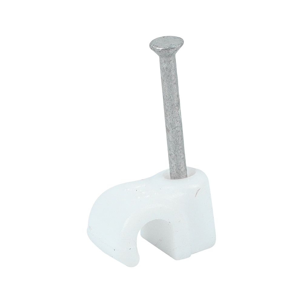 This is an image of Timco - Round Cable Clips - White To fit 4.5mm - (100 PCS Box) 225258