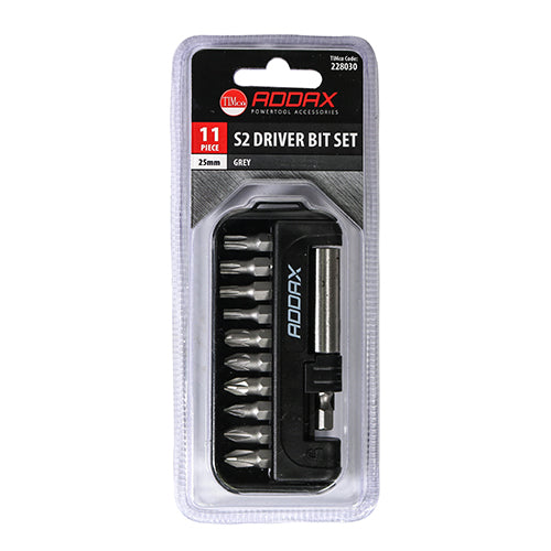 This is an image of Timco - Mixed S2 Driver Bit Set 11pcs (11 Pieces Blister Pack) 228030