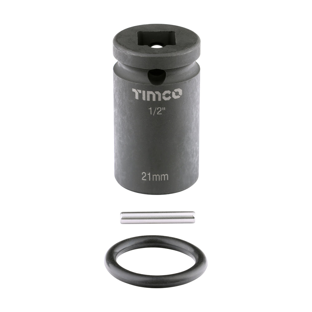 This is an image of Timco - Scaffolders Short Impact Socket 21 x 52mm (1 Each Box) 228164