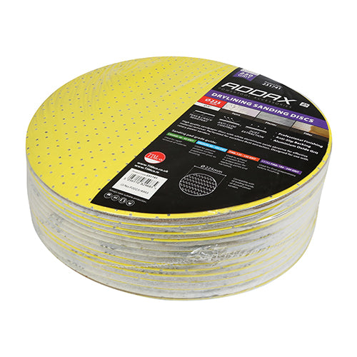 This is an image of Timco - Drylining Sanding Discs - 220 Grit - Yellow 225mm (25 Pieces Pack) 231741