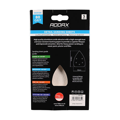 This is an image of Timco - Detail Sanding Pads - 80 Grit - Red 95 x 136mm (5 Pieces Pack) 231753