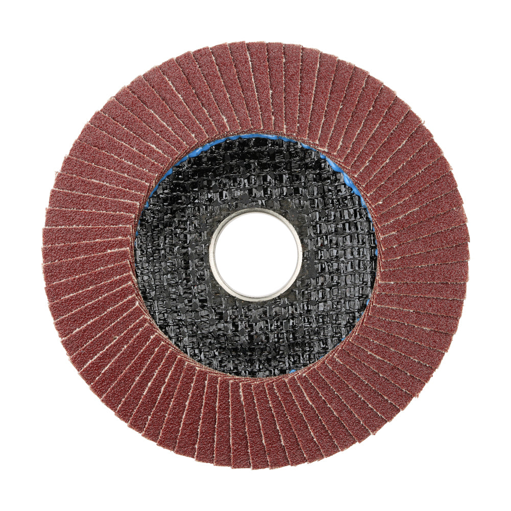 This is an image of Timco - Set of Flap Discs - Aluminium Oxide - Type 29 Conical - 120 Grit 115 x 22.23 (10 Pieces Pack) 231989