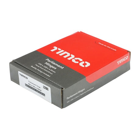 This is an image of Timco - Parliament Hinge (488) - Solid Brass - Satin Chrome 102 x 100 (1 Pairs Box) 234002