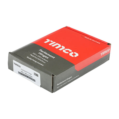 This is an image of Timco - Parliament Hinge (488) - Solid Brass - Satin Chrome 102 x 150 (1 Pairs Box) 234222