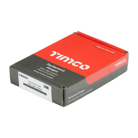 This is an image of Timco - Parliament Hinge (488) - Solid Brass - Polished Chrome 102 x 100 (1 Pairs Box) 234337