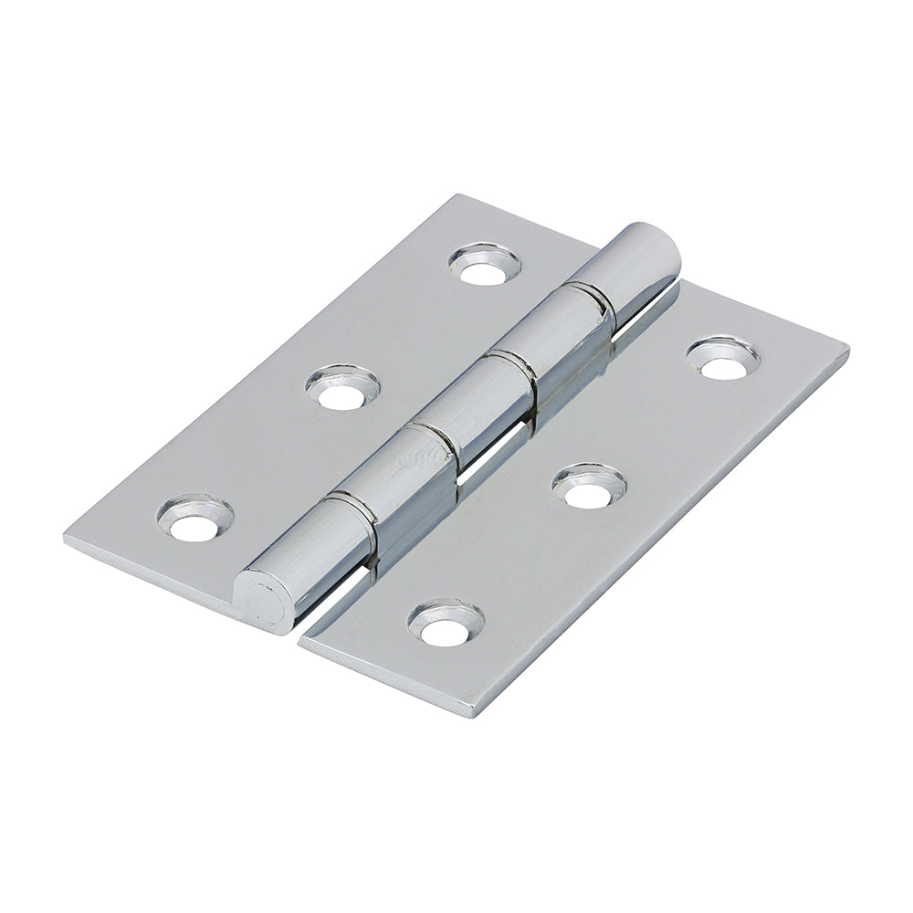 This is an image of Timco - Double Stainless Steel Washered Butt Hinge - Solid Brass - Polished Chrome 76 x 50 (1 Pairs Box) 234381
