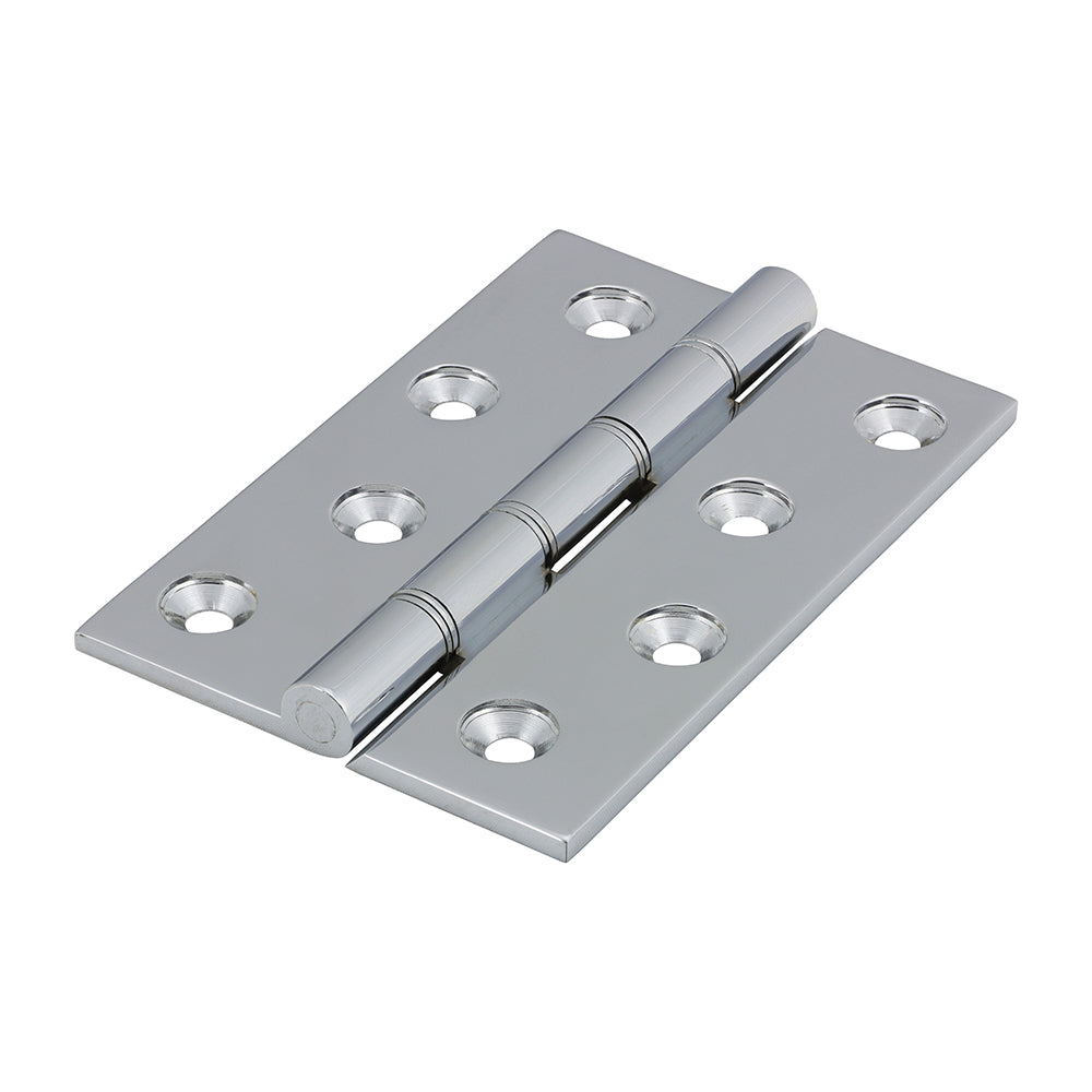 This is an image of Timco - Double Stainless Steel Washered Butt Hinge - Solid Brass - Polished Chrome 102 x 67 (1 Pairs Box) 234412