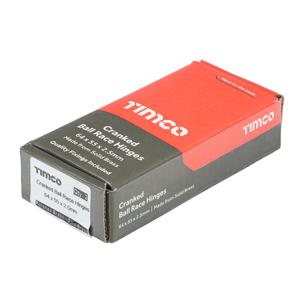 This is an image of Timco - Ball Bearing Stormproof Hinge (1951) - Solid Brass - Polished Brass 64 x 55 (1 Pairs Box) 234584