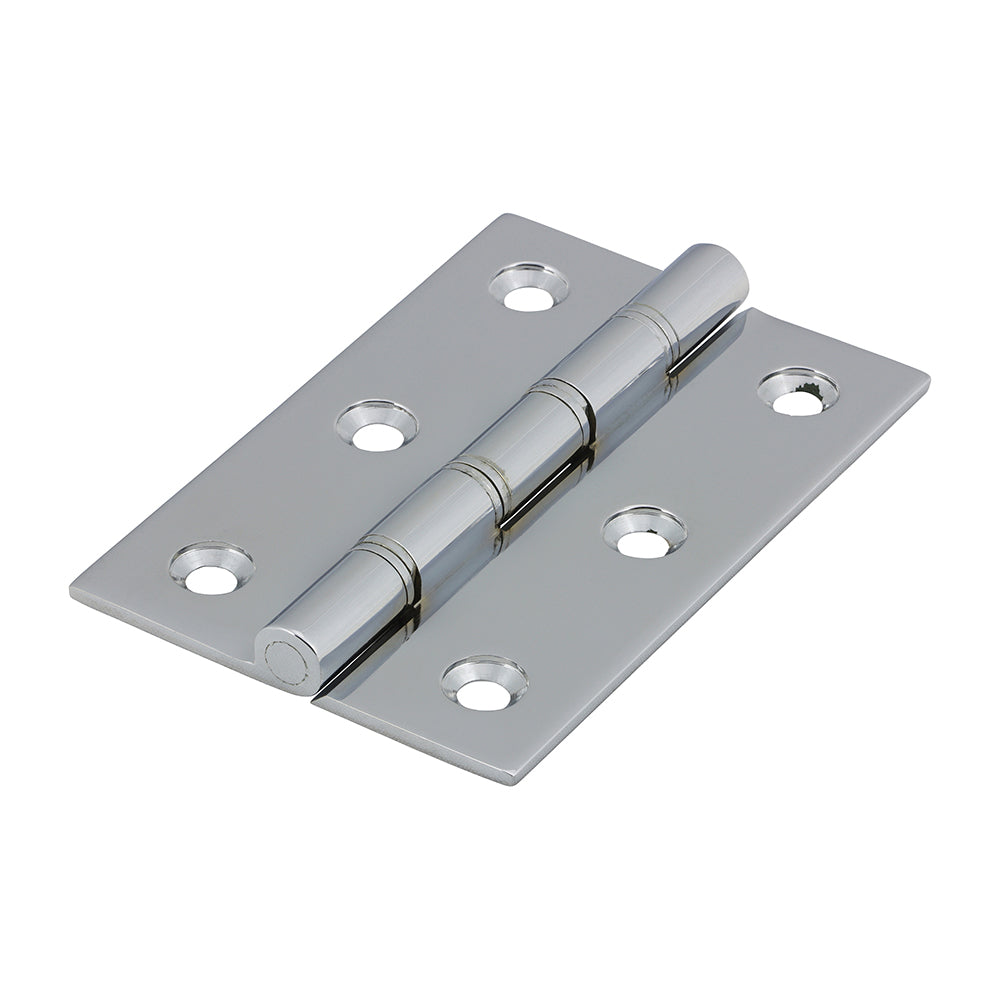 This is an image of Timco - Double Steel Washered Butt Hinge - Solid Brass - Polished Chrome 76 x 50 (1 Pairs TIMpac) 234731P