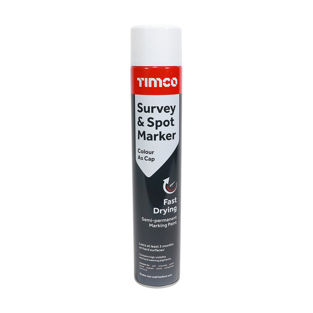 This is an image of Timco - Survey & Spot Marker - White 750ml (1 Each Can) PCS237369