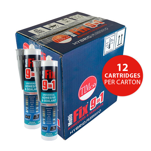 This is an image of Timco - 9 in 1 Universal Adhesive & Sealant - Grey 290ml (1 Each Cartridge) PCS247357