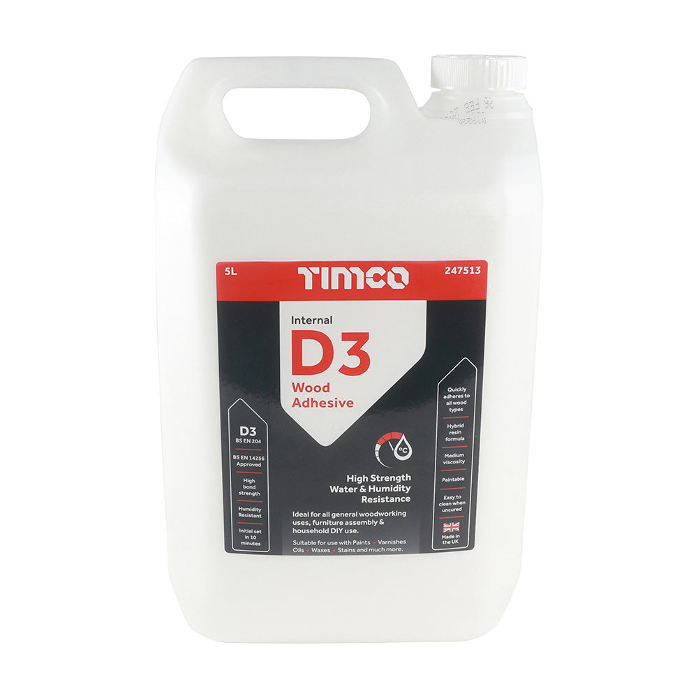 This is an image of Timco - Internal D3 Wood Adhesive 5L (1 Each Bottle) PCS247513