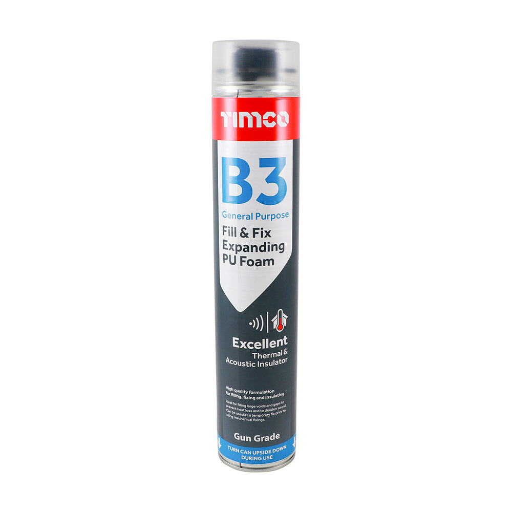 This is an image of Timco - B3 General Purpose Fill & Fix Expanding PU Foam - Gun Grade 750ml PCS247641