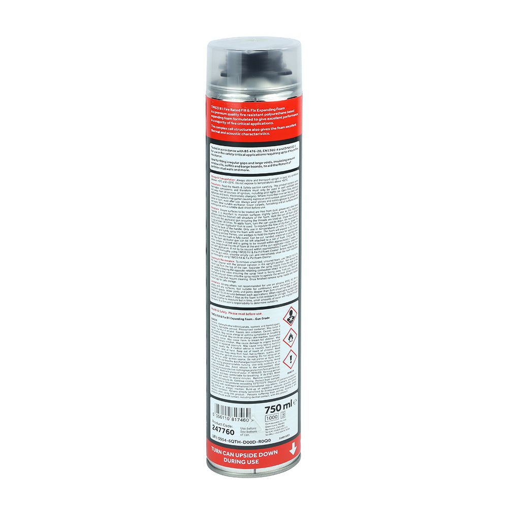 This is an image of Timco - B1 Fill & Fix Expanding PU Foam - Gun Grade 750ml (1 Each Can) PCS247760