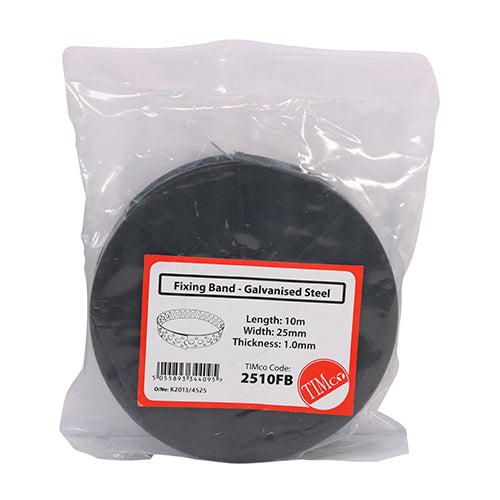 This is an image of Timco - Fixing Band - Galvanised 25mm x 10m (1 Each Bag) 2510FB