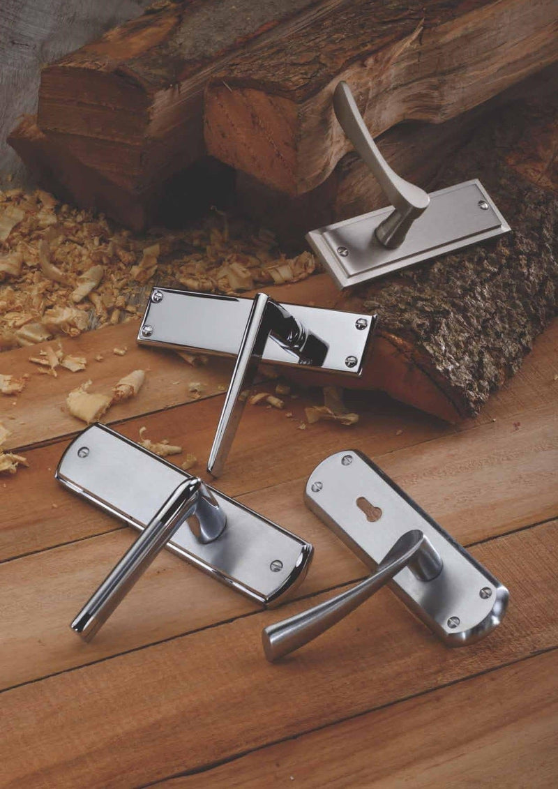 image showing a range of Sorrento door handles on backplates available to order from Trade Door Handles in Kendal