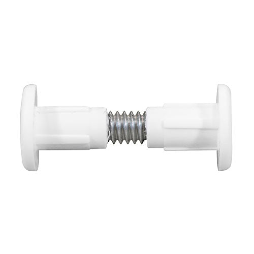 This is an image of Timco - Plastic Cabinet Connector Bolts - White 28mm - (4 PCS TIMpac) 28PCCBP