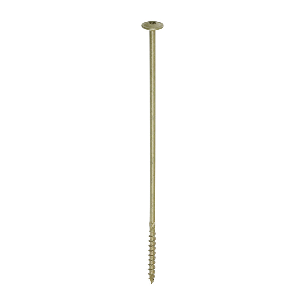 This is an image of Timco - Timber Frame Construction & Landscaping Screws - Wafer - Exterior - Green Organic 8.0 x 300mm - (25 PCS Box) 300INW