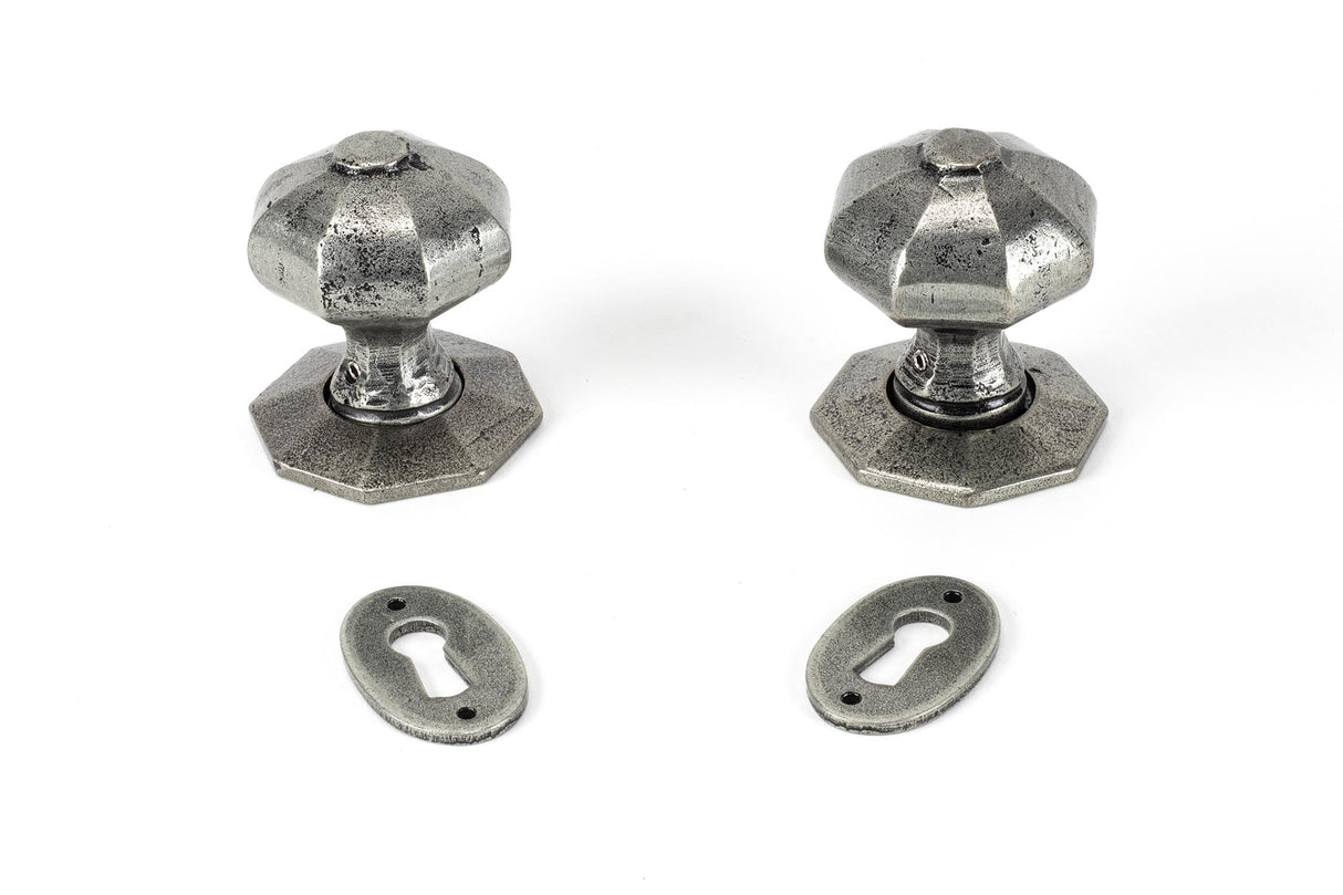 From The Anvil - Pewter Oak Box Lock & Octagonal Knob Set | Sku. 33004 | Trade Door Handles.