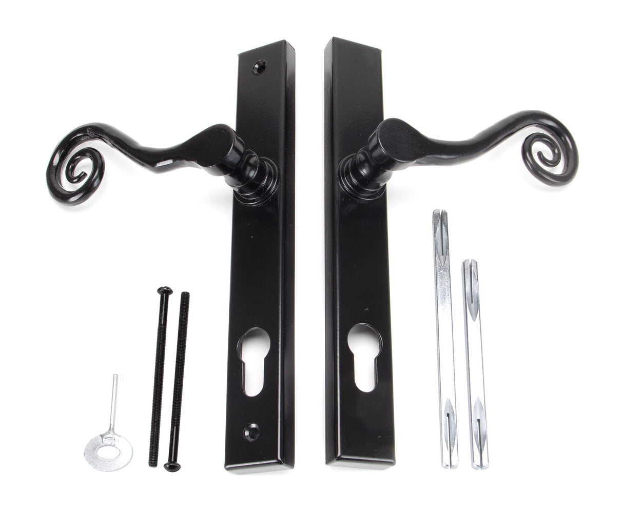 From The Anvil - Black Monkeytail Slimline Lever Espag. Lock Set - RH | Sku. 33037R | Trade Door Handles.