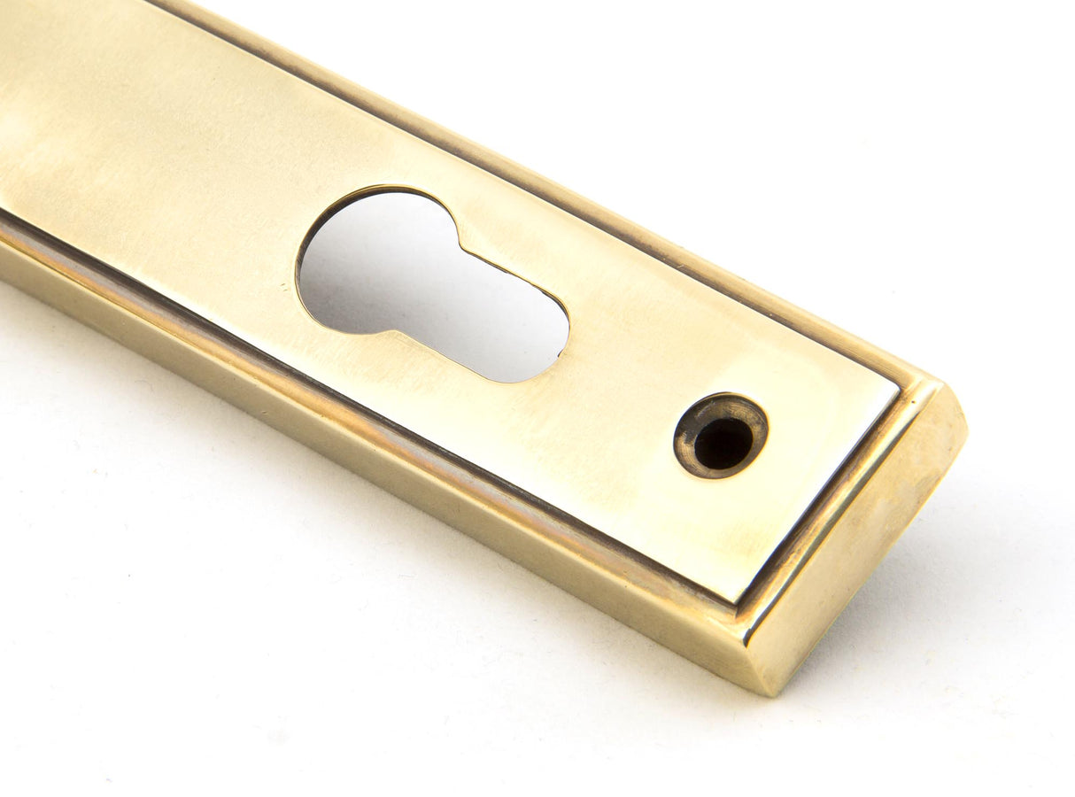 From The Anvil - Aged Brass Reeded Slimline Lever Espag. Lock Set | Sku. 33039 | Trade Door Handles.