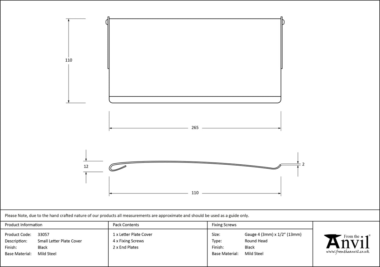 From The Anvil - Black Small Letter Plate Cover | Sku. 33057 | Trade Door Handles.