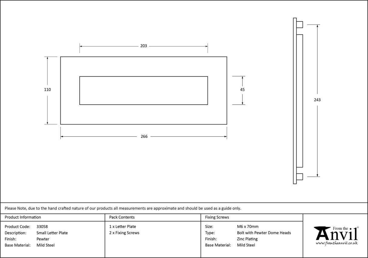 From The Anvil - Pewter Small Letter Plate | Sku. 33058 | Trade Door Handles.