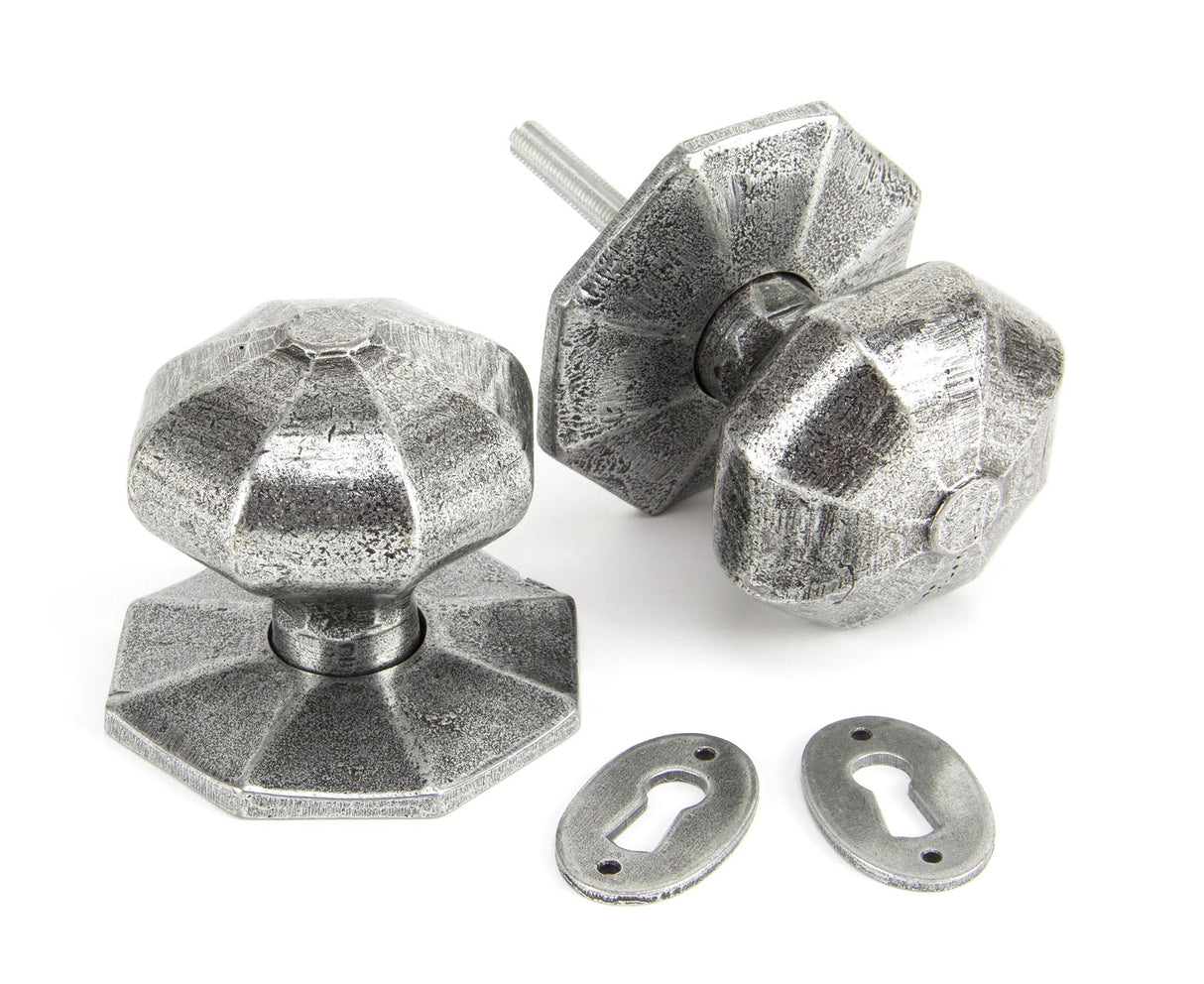 From The Anvil - Pewter Large Octagonal Mortice/Rim Knob Set | Sku. 33066 | Trade Door Handles.