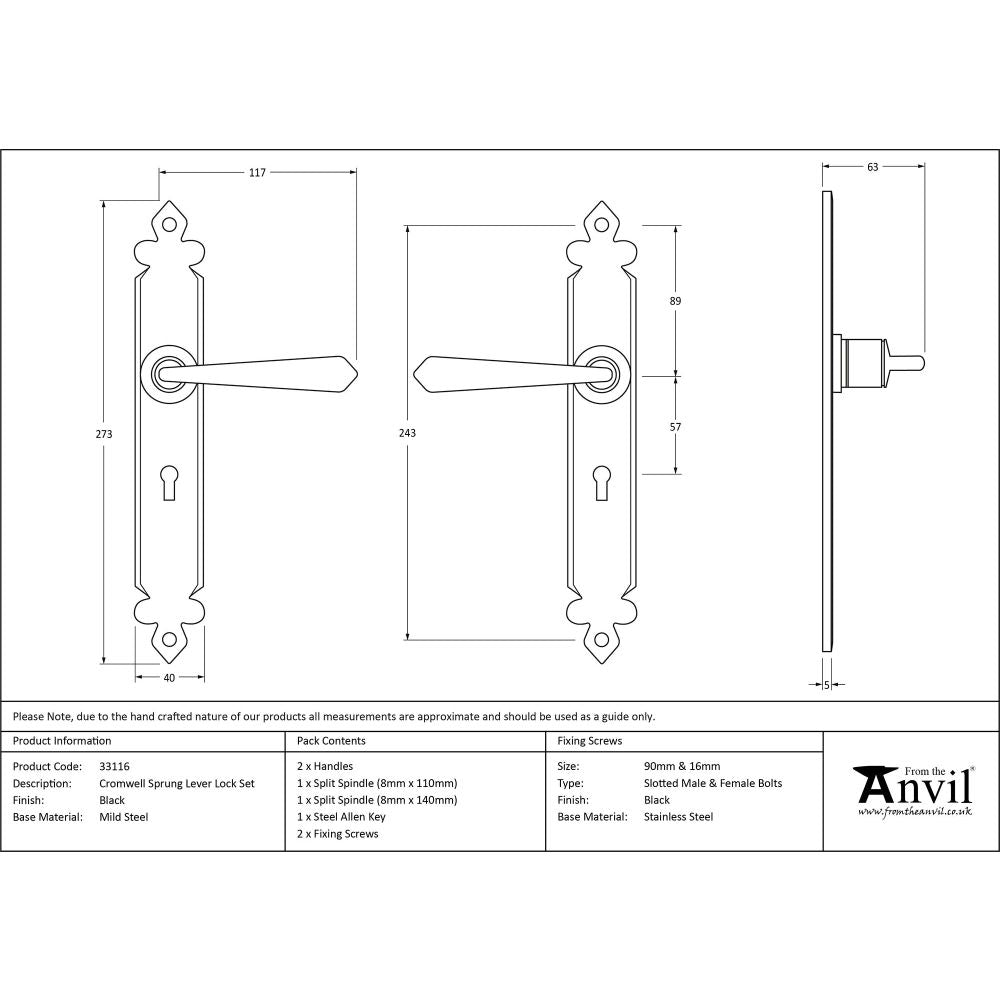 From The Anvil - Black Cromwell Lever Lock Set | Sku. 33116 | Trade Door Handles.