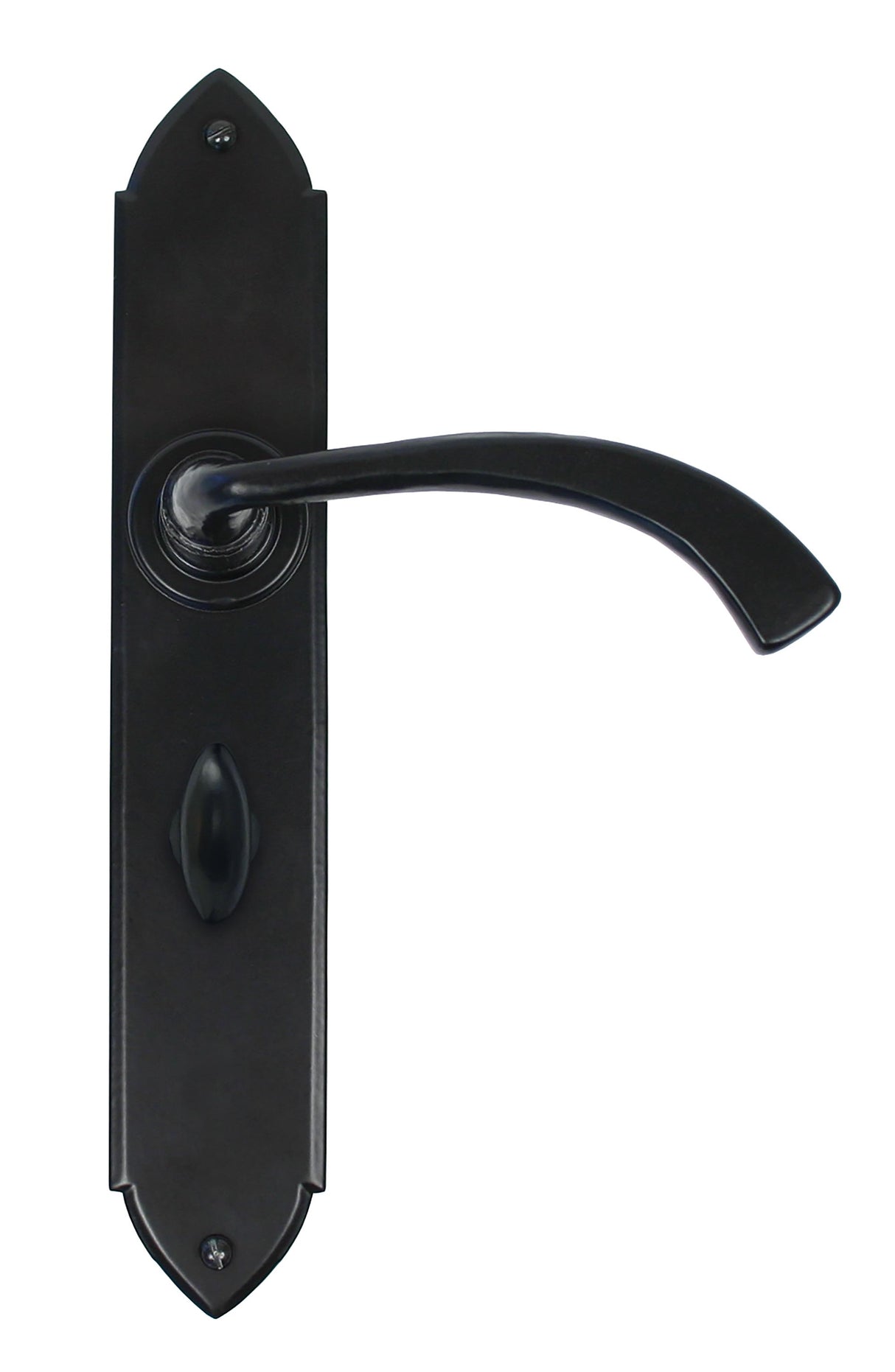 From The Anvil - Black Gothic Curved Sprung Lever Bathroom Set | Sku. 33138 | Trade Door Handles.